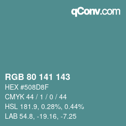 Color code: RGB 80 141 143 | qconv.com