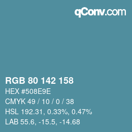 Color code: RGB 80 142 158 | qconv.com