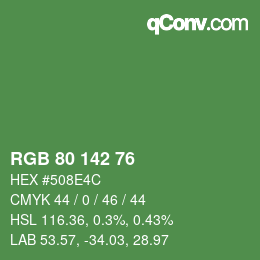 Color code: RGB 80 142 76 | qconv.com