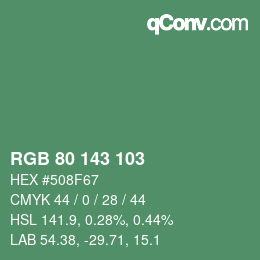 カラーコード: RGB 80 143 103 | qconv.com