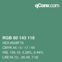 Color code: RGB 80 143 118 | qconv.com