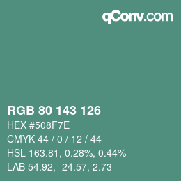 Color code: RGB 80 143 126 | qconv.com