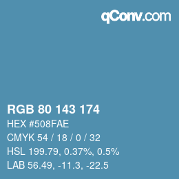 Color code: RGB 80 143 174 | qconv.com