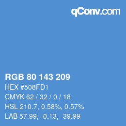 Color code: RGB 80 143 209 | qconv.com
