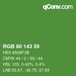 Color code: RGB 80 143 59 | qconv.com