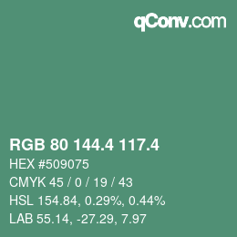 カラーコード: RGB 80 144.4 117.4 | qconv.com