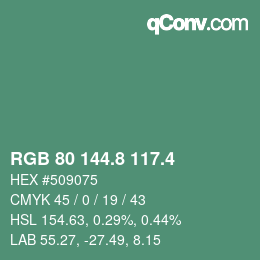 カラーコード: RGB 80 144.8 117.4 | qconv.com