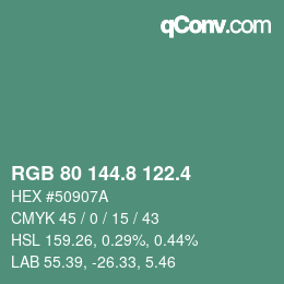 カラーコード: RGB 80 144.8 122.4 | qconv.com