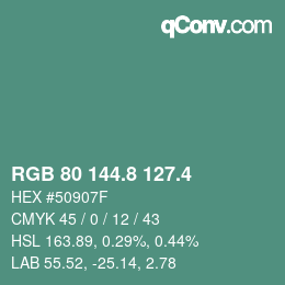 カラーコード: RGB 80 144.8 127.4 | qconv.com