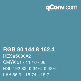 カラーコード: RGB 80 144.8 162.4 | qconv.com