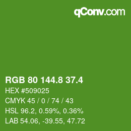 カラーコード: RGB 80 144.8 37.4 | qconv.com