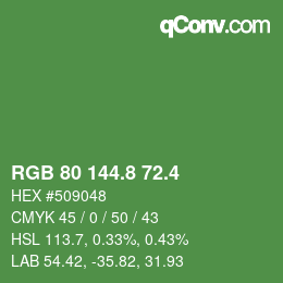 カラーコード: RGB 80 144.8 72.4 | qconv.com