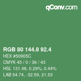 カラーコード: RGB 80 144.8 92.4 | qconv.com