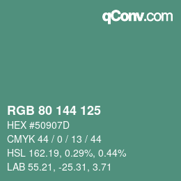 Farbcode: RGB 80 144 125 | qconv.com