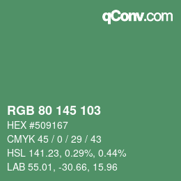 カラーコード: RGB 80 145 103 | qconv.com