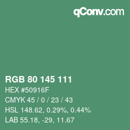 Color code: RGB 80 145 111 | qconv.com