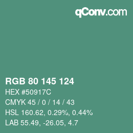 Color code: RGB 80 145 124 | qconv.com