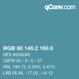 カラーコード: RGB 80 146.2 160.6 | qconv.com