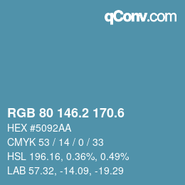 カラーコード: RGB 80 146.2 170.6 | qconv.com