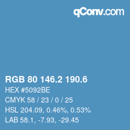 カラーコード: RGB 80 146.2 190.6 | qconv.com