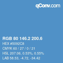 カラーコード: RGB 80 146.2 200.6 | qconv.com