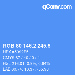 カラーコード: RGB 80 146.2 245.6 | qconv.com