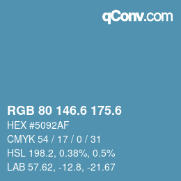 カラーコード: RGB 80 146.6 175.6 | qconv.com