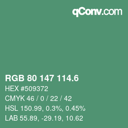 カラーコード: RGB 80 147 114.6 | qconv.com