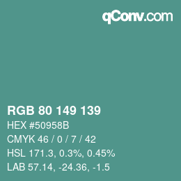 Color code: RGB 80 149 139 | qconv.com