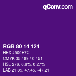 颜色代码: RGB 80 14 124 | qconv.com