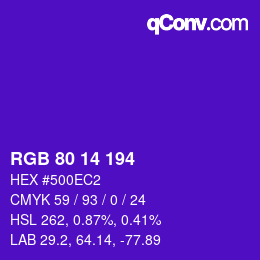 Color code: RGB 80 14 194 | qconv.com