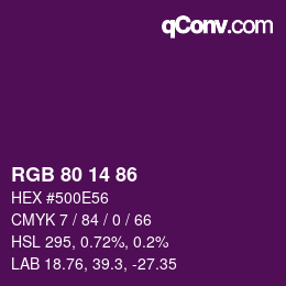 カラーコード: RGB 80 14 86 | qconv.com