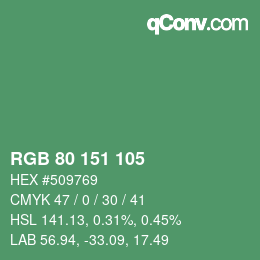 Color code: RGB 80 151 105 | qconv.com