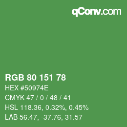 Color code: RGB 80 151 78 | qconv.com
