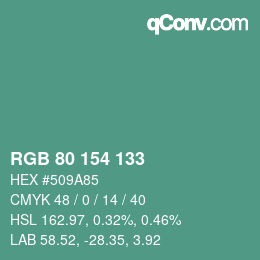 Color code: RGB 80 154 133 | qconv.com