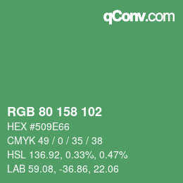 Color code: RGB 80 158 102 | qconv.com