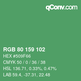 Color code: RGB 80 159 102 | qconv.com