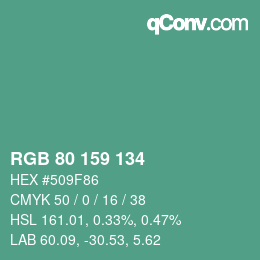Color code: RGB 80 159 134 | qconv.com