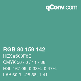 Color code: RGB 80 159 142 | qconv.com