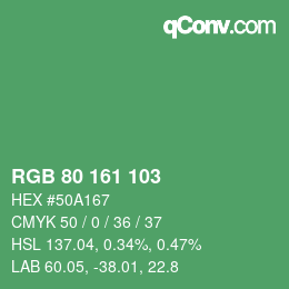 カラーコード: RGB 80 161 103 | qconv.com
