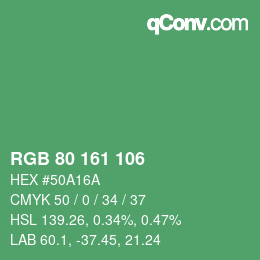 Color code: RGB 80 161 106 | qconv.com