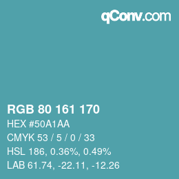 Color code: RGB 80 161 170 | qconv.com