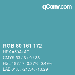 Color code: RGB 80 161 172 | qconv.com