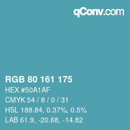 Color code: RGB 80 161 175 | qconv.com