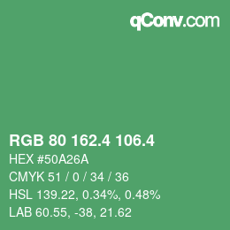 カラーコード: RGB 80 162.4 106.4 | qconv.com