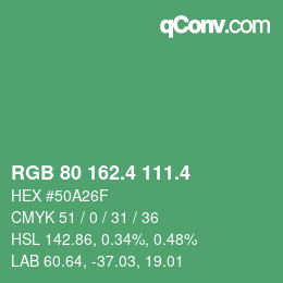カラーコード: RGB 80 162.4 111.4 | qconv.com