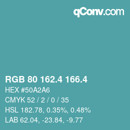 カラーコード: RGB 80 162.4 166.4 | qconv.com