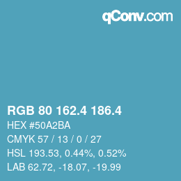 カラーコード: RGB 80 162.4 186.4 | qconv.com