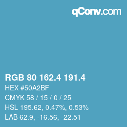 カラーコード: RGB 80 162.4 191.4 | qconv.com