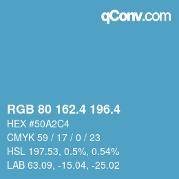 カラーコード: RGB 80 162.4 196.4 | qconv.com